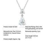 Elegant Moissanite Pendant Necklace with Round and Pear Cut Stones, Anti-Tarnish Silver Finish, V1341-ZY-UQBE7E59-MOISSANITE-PREMIUMS925