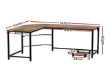 Artiss Computer Desk L-Shape CPU Stand Brown 147CM MET-DESK-L-003-BR