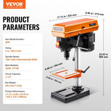 VEVOR 203.2 mm Benchtop Drill Press Tabletop Drilling Machine 550-2500 RPM V952-TSZC23A5D800191DHV3