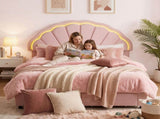 Artiss Double Bed Frame with 2 Storage Drawers Upholstered Velvet Platform Bed LED Headboard Pink BFRAME-G-GLOW-D-PK-AB