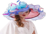 Women's Organza Saturday Horse Racing Derby Day Wide Church Hat V1370-AZ4-09835