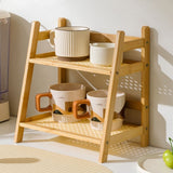 Wooden Desktop Organizer - 2-Tier Storage Shelf for Office, Kitchen & Dorm 40x28.5x18cm Beige V1366-AZ2-W-11694