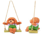 Swing Animal Hanging Teddy Dog Cartoon Garden Decoration Pendant Style Resin Statue CraftsBrown V1294-YM0901-3111210157611
