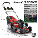 BAUMR-AG 18" 224cc Electric Start Self Propelled Lawn Mower, 7 Height, Steel Deck, 6HP, 4-Stroke V219-MOWSPRBM18EA