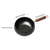 Hand-Forged Uncoated Iron Wok Pan with Glass Lid Big Belly Stir Fry Pan for Searing & Sauting V1366-AZ2-W-12847