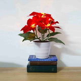 Artificial Potted Plant Xmas Flower Plants Simulation Poinsettia Table Lamp Holiday Decorative V1294-YM0901-210623XU02