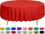 24 Round Tablecloths -BPA- Free Plastic, 84 inch, Dining Table Cover, Red V1258-DP02-F-780