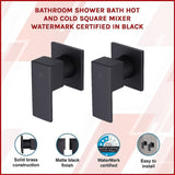 Bathroom Shower Bath Hot and Cold Square Mixer WATERMARK Certified in Black V63-847901