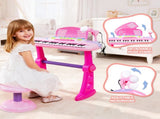 Keezi Kids Piano Keyboard 37 Keys Electronic Musical Instrument Set w/ Stool Microphone KPK-37-PK