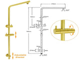 WELS Brushed Gold Shower Set 8" Round Head One Mode Handheld Sliding Rail Arm Small face Mixer V1233-S4902ABGSS019CBGKSR108GKRD201G60