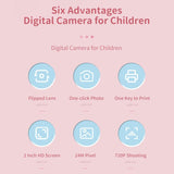Blue Cartoon Kids Digital Camera With Rotating Lens - 32G Hd Print PRL-6090892060DBT