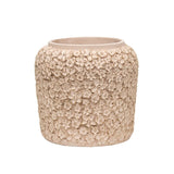 Dusty Pink Flower Embossed Planter w Hole Plug 25cm V637-88757PLN