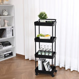 VEVOR 4-Tier Kitchen Rolling Cart Basket Utility Cart on Wheel with Handle Black V952-DGNTCHS4CLKSH4R74V0