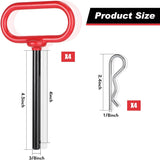 4 Pcs 3/8 x Inch Handle Hitch Pin for Tractor Trailer and Clip Tow Accessories Farm,Tractor,Turn V1259-DP01-A-5555