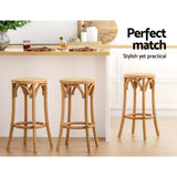 Artiss Bar Stool Rattan Seat Wooden BA-L-RA-B13-NA