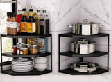 Kitchen Small Corner Shelf Rack Fan Shaped Space Saving Stable Carbon Steel Cookware Stand for Pots V1294-YM0710-3118230294214