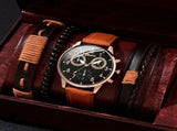 Men'S Bracelet Watch Set Single Calendar Watch Fake Three Eye Watch Canvas - Black - Size 14 V1347-DSZ-001-001-BLK-14