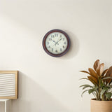 Rustic Wall Clock Dark Brown Large Dial Silent for Home Battery Operated V1366-AZ2-W-23805