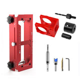 9-Piece Hinge and Door Lock Installation Kit with Adjustable Locator Template, Hole Saws and Drill V1341-ZY-NDX85Q87-RED