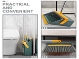 Green Standing Broom and Dustpan Set with Stainless Steel Handle and PP Construction for Efficient V1369-AZ3-W-17473