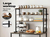 Artiss 6-Tier Kitchen Rack with 6 Hooks Microwave Storage Shelf 80cm x 167cm KR-MEL-6S-80-BKBR