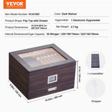 50 Cigar Humidor Glasstop Cedar Cigar Box Humidifier & Hygrometer & Drawer V952-XQBSJMTKJ3055E7JTV9