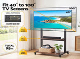 Artiss Mobile TV Stand for 40-100 Inch TVs Cart with Wheels Adjustable Shelves TV-MOUN-40100-WAL