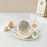 High-Fired Ceramic Stoneware Speckle Cup & Saucer Set 380ml Floral Tea Spoon EARTHY RED V274-HA-LA-P0024818-RD