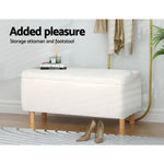 Artiss Storage Ottoman Blanket Box 99cm Teddy Fabric White OTM-8098-TED-WH