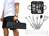 9-Piece BBQ Grill Tool Set, Stainless Steel with Storage Bag,Very suitable for camping, backyard V1188-MS-825-004