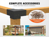Pergola Bracket Kit 152x152mm, 4pcs 3-Way Heavy Duty Corner Bracket Woodworks DIY Post Base Kit, V952-LPJJST4PCS6XOAPMSV0