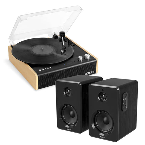 Victrola Eastwood Turntable + Bundled Majority D40 Bluetooth Speakers V398-VTR-72-BAM-MY