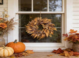 26" Artificial Fall Wreath for Front Door, Seeded Autumn Wreath with Layered Leaves, Warm Orange V1366-AZ2-W-24843