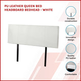 PU Leather Queen Bed Headboard Bedhead - White 768145