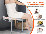Folding PE Shower Seat, 15.7'' x 14.8'' Unfolded, Wall Mounted Fold Up Shower Bench with 500 lbs V952-SLKPEZCTWKB16SNT7V0
