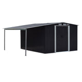 Wallaroo 6x8ft Zinc Steel Garden Shed with Open Storage - Black GSS-BSW-68O-BK