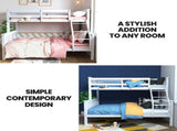 Kingston Slumber Single Over Double Wooden Bunk Bed Frame, Triple Solid Pine 2-in-1 Modular Design, V219-BEDDBBKS12WA