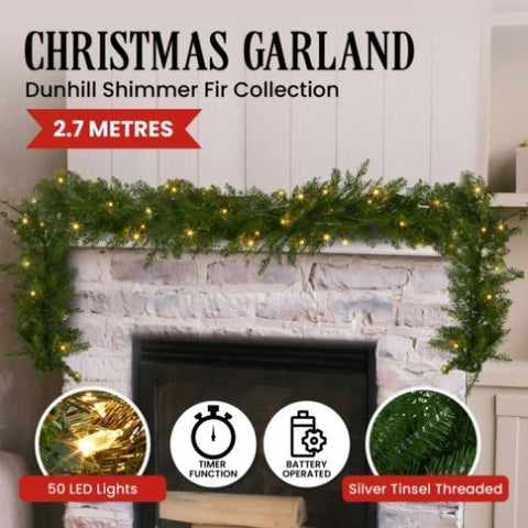 National Tree Company 274cm Pre-lit Christmas Garland - Dunhill Shimmer Fir 112_NATDU274