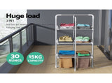 Devanti Electric Heated Towel Rail Rack 30 Bars Foldable Clothes Dry Warmer TW-C-703-ALUM