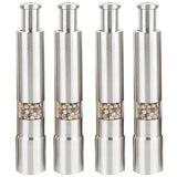 4PCS Manual Salt and Grinder Set Stainless Steel Push Button Grinder Thumb Grinder for Black V1366-AZ2-W-15691