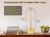 Rechargeable Cordless Touch Control LED Desk Lamp with Anodized Aluminum Build, Dimmable Warm Light, V1341-ZY-3ZQW5XV6-GOLD