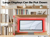 Artist Desk Organizer 2-Tier Desk Shelf 24cm Depth for Unblocked Monitor View Asymmetrical Desk DSK-SHF-001-WDWH