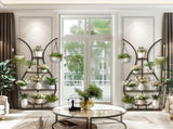 180Cm Tall Plant Stand Indoor Vase-Shape Metal Plant Shelf With Hanging Hooks V767-HJ-XZ1616