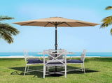 Instahut 2.7m Outdoor Umbrella w/Base Pole Stand Garden Sun Beige UMB-POLE-27-TIL-BASE-BG