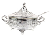 Stylish Plated Silver Condiment Jar with Spoon for Salt, Sugar, and Spices V1369-AZ3-W-18353