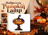 Stained Glass Halloween Pumpkin Table Lamp - Jack-O-Lantern Light - Vintage Halloween Lamp, V1192-AZ-W-26461