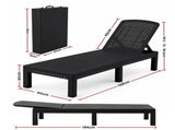 Gardeon Sun Lounge Outdoor Folding Recliner Patio Pool Beach Chair Rattan Black FSL-01-RAT-BK