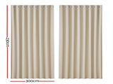 Artiss 2X Blockout Curtains Eyelet 300x230cm Beige BC-MATT-300X230-BG