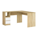 Artiss Computer Desk Drawer Cabinet L-Shape Oak 136CM FURNI-B-DESK-L-002-WD-AB