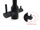 Matt Black 3 Ways Kitchen Mixer Tap Pury Water Sink Faucet 360 Swivel Spout Outlet V1233-KRD511B